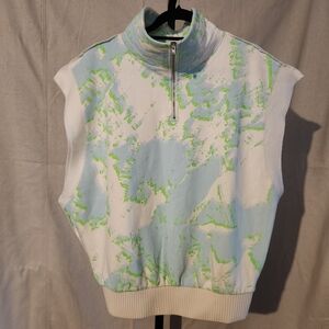 Making The Cut Oversized Sleeveless Green and Blue Tie-Dye Sweatshirt